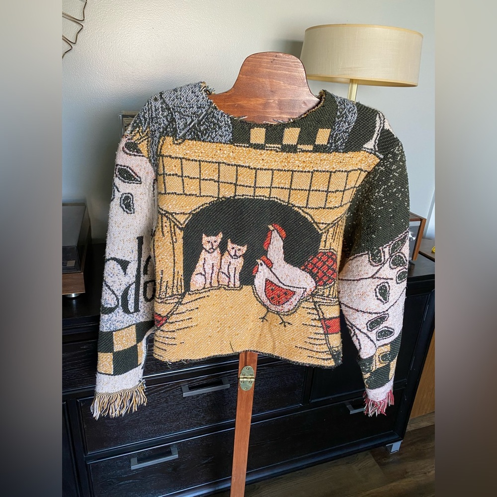 Woven Tapestry Blanket Sweater